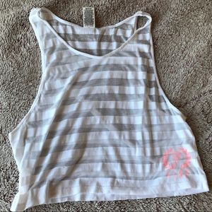 PINK WHITE SHEER CROP TOP